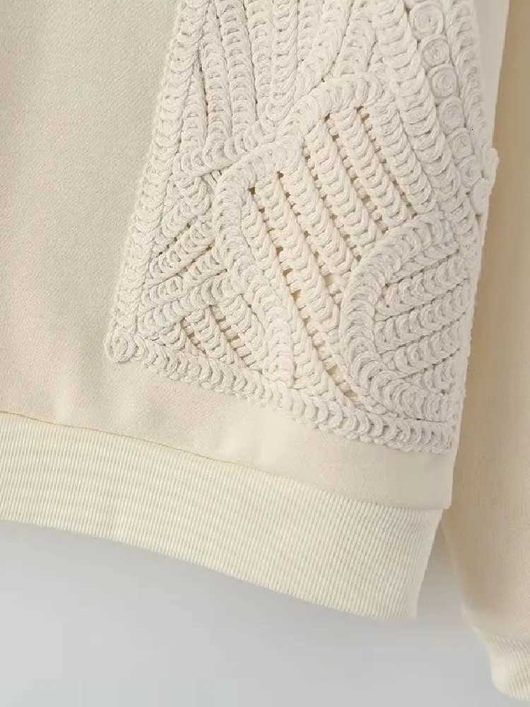 2022 Women Round collar Front Spliced Knitted Pockets Pullover Hoodies Sweats Winter Keep Warm With Fleece Sweatshirt BeigeZ250918