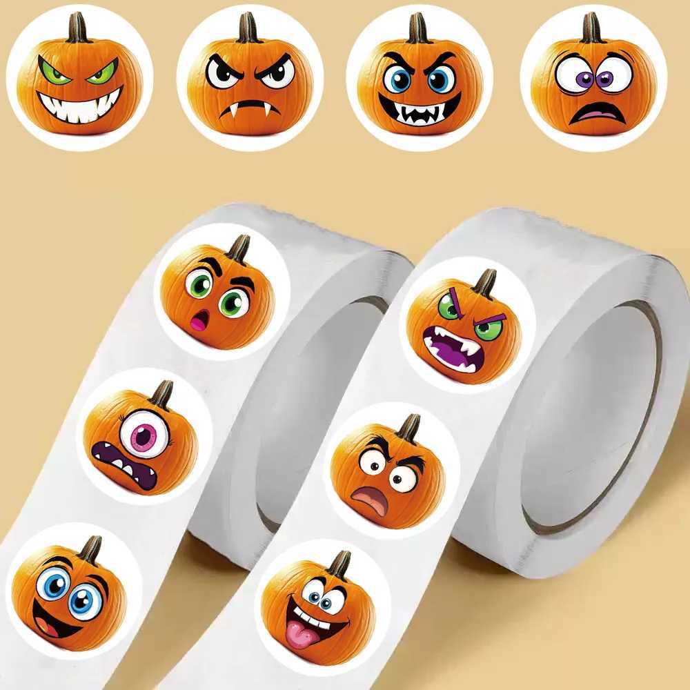 500PCS Pumpkin Expression Roll Stickers Happy Halloween Nostalgia Aesthetic Cartoon Creative Luggage Home Coffee Bicycle Decor C250918