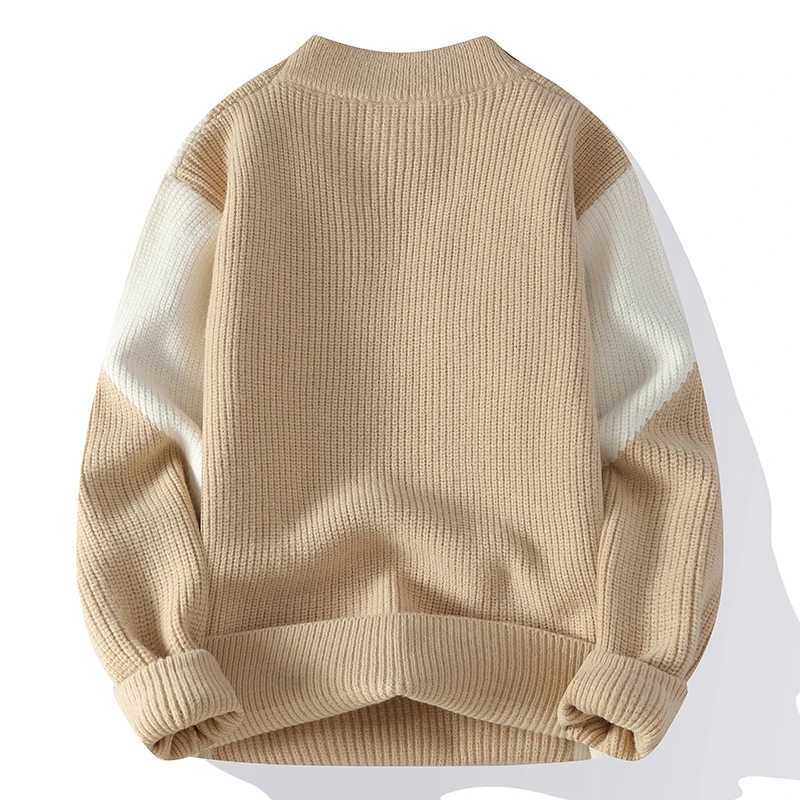 Autumn Winter Mens New Knit Pullovers Fashion Patchwork ONeck Knitted Sweater Men Casual Pullovers Youthful Vitality SweatersZ250918
