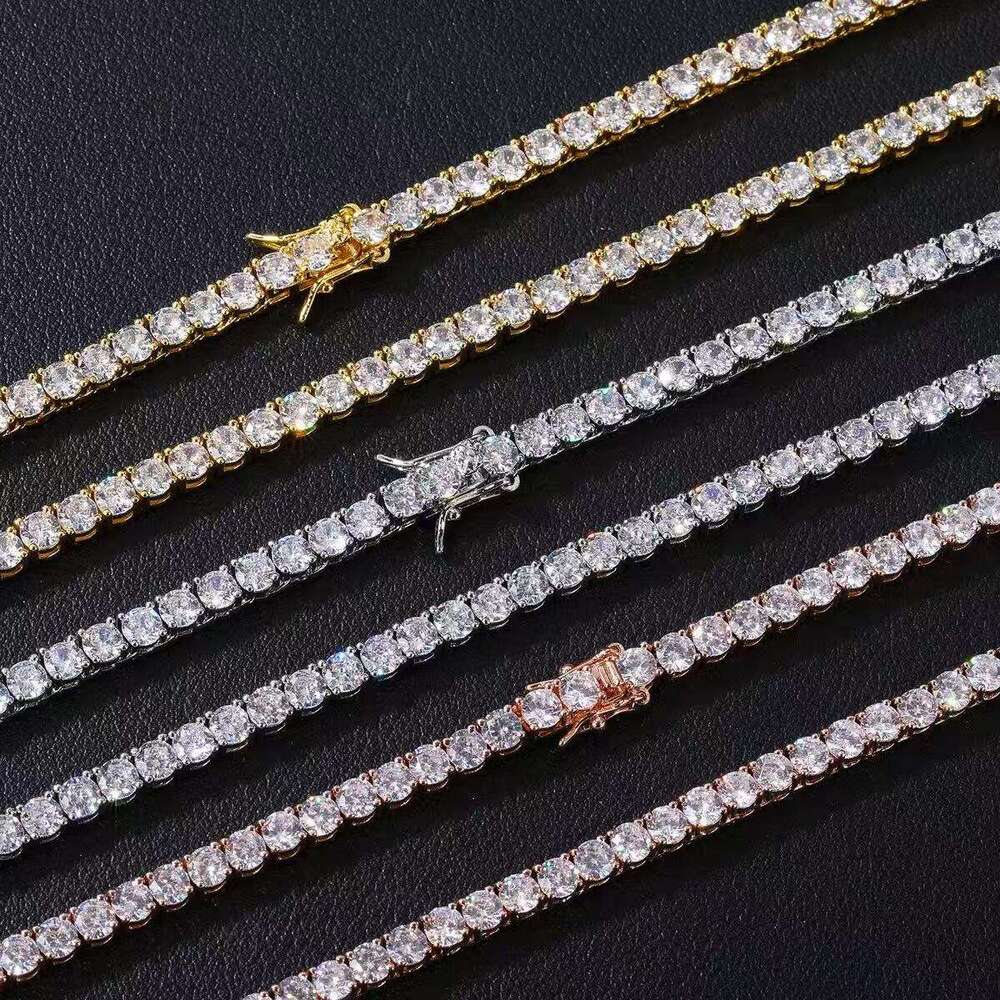 VVS Pass the test of moissanite tennis chain 2mm 3mm 4mm 5mm 6.5mm wide bracelet vvs tennis chain for men and women gifts