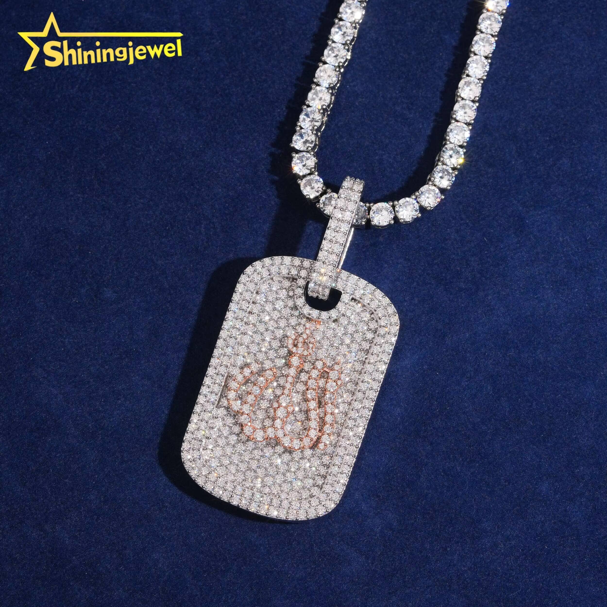 Hip Hop Jewelry 925 Silver Moissanite Hip Hop Pendant Dog Tag Pendant Unisex Charm Iced Out Pendant Pass Diamond Tester