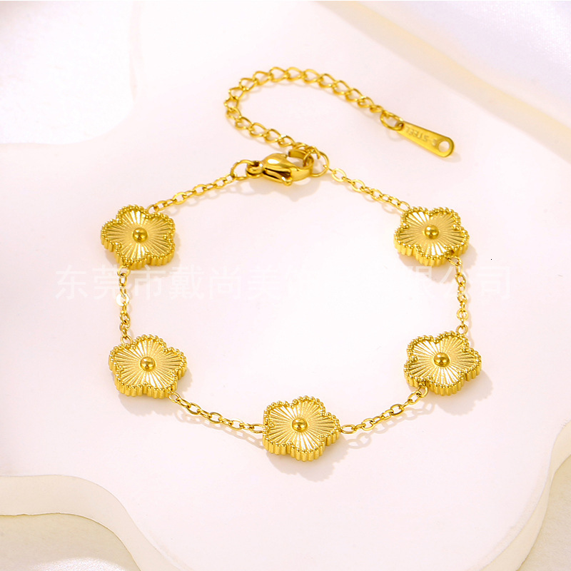 bracelets designer bracelet nonfading highend fiveleaf clover bracelet for women unique simple niche light titanium steel jewelry bracelet designer