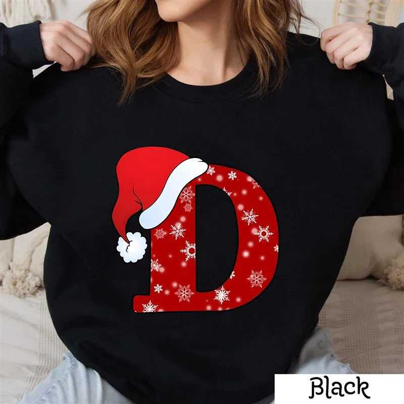 Y2K Casual Pullover AZ Christmas Print Clothes Hoodies Long SLeeves Clothing Women Fashion Hoodless Sweatshirt BlackZ250918