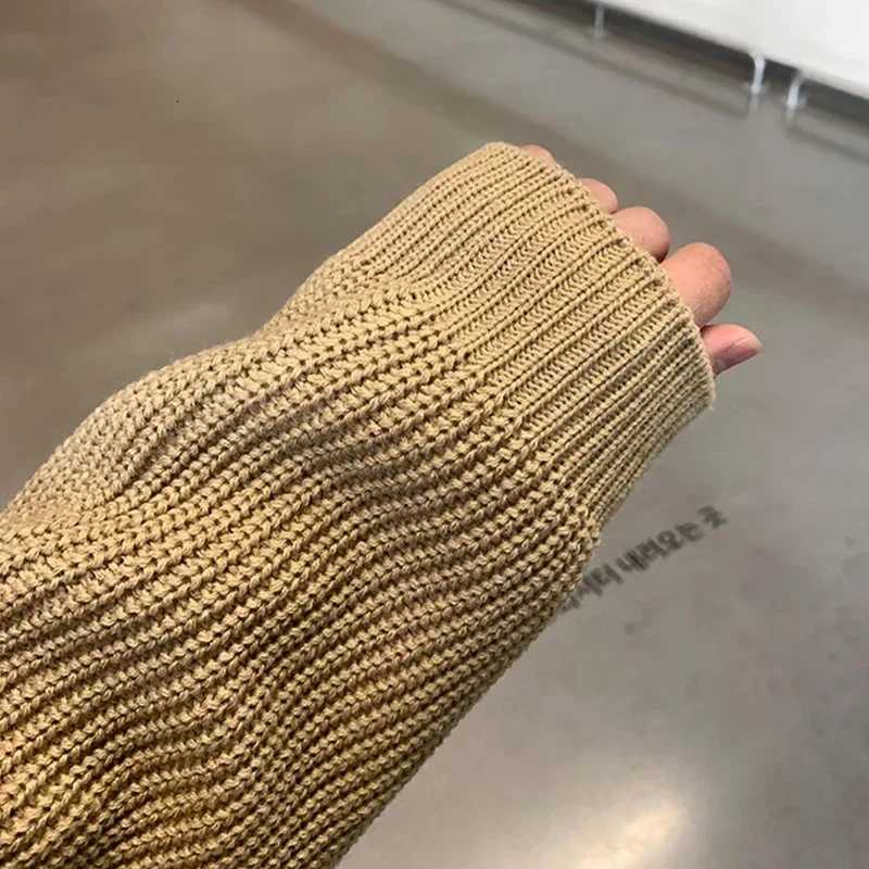 Autumn Winter Polo Neck Sweater Men Loose Retro Casual Turndown Collar Knitwear Korean High Street Versatile Sweater HarajukuZ250918