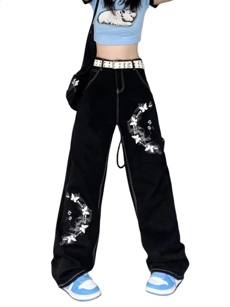 90s Hip Hop American Women Red Fashion Overalls TwoInOne Detachable Loose Jeans Y2K Wide Leg Pants Korean Retro Street Wear Z260313