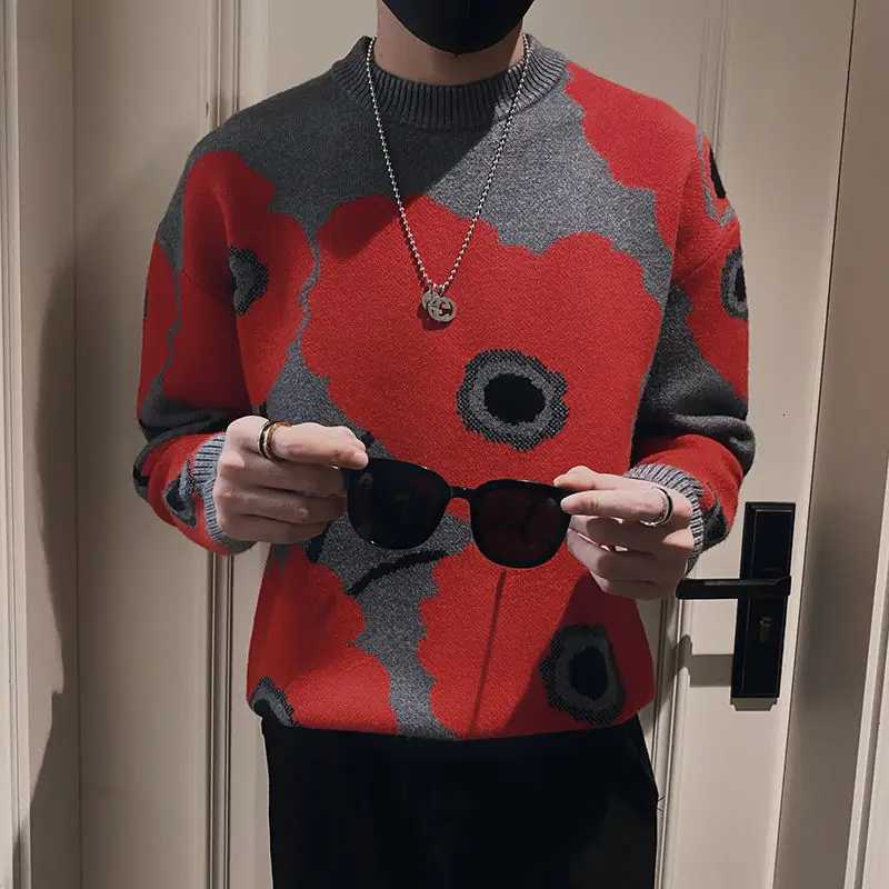 Knitwear Crewneck Round Collar Red Mens Knit Sweater Graphic Pullovers Male Thick High Quality Jumpers Top Designer Casual Y2kZ250918