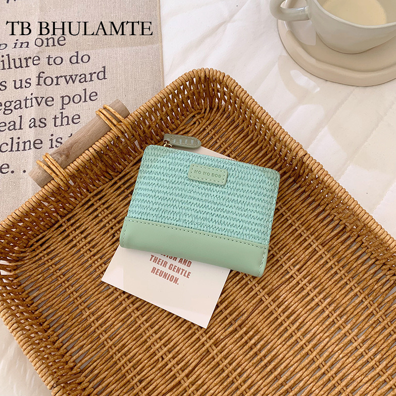 TB BHULAMTE Free Shipping Women's Splicing Wallet Luxury Simple Short Designer Handbag New Versatile Folding Card Bag Zipper Coin Bag