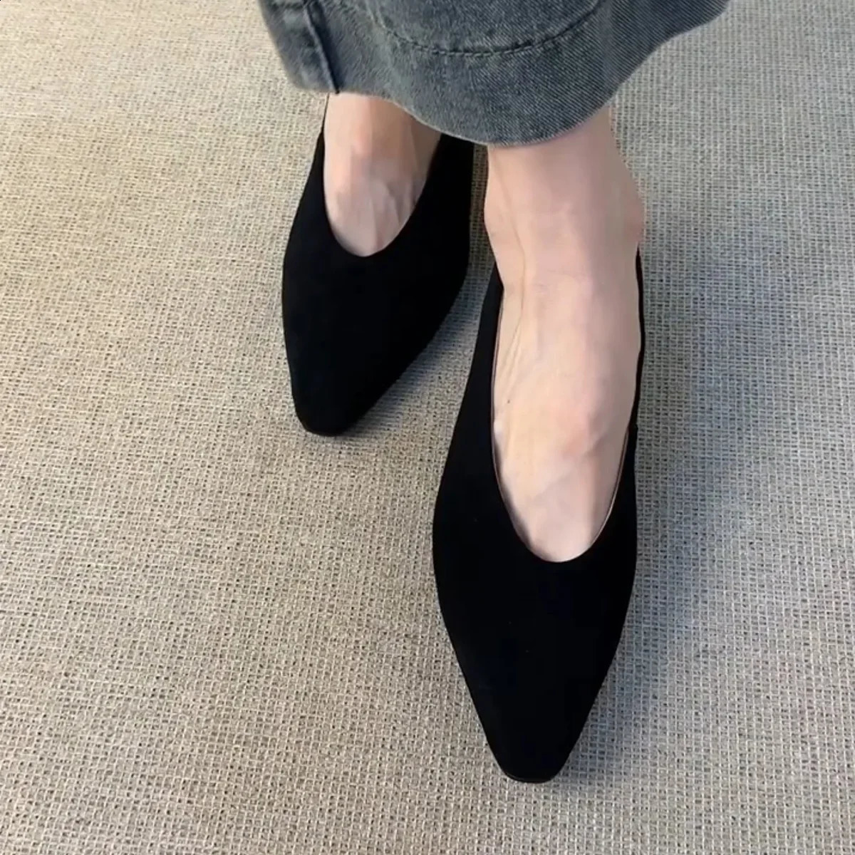 Commuting Frosted Leather Womens High Heels Shallow Mouth Square Toe Retro Thick Toe Grandma Shoes 250918