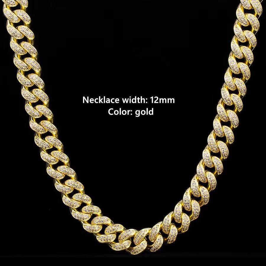 Wholesale KRKC 12mm AAAAA Iced Out Men Chain Real 100 925 Sterling Silver Jewelry Set Cuban Link Gold Silver Plated Bracelet