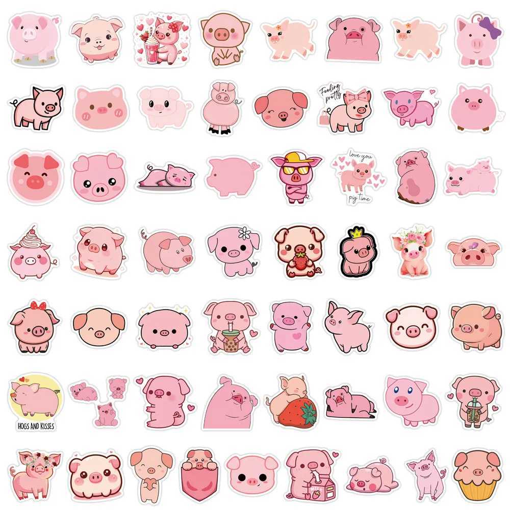1055PCS Cartoon Pink Pig Kawaii Stickers Cute Animal Waterproof Creative Decal For Laptop Phone Fridge Guitar Skateboard Toys C250918