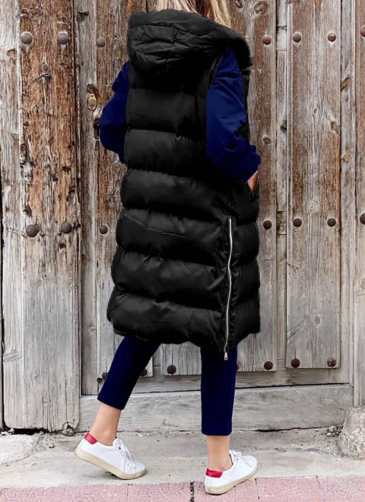 Long Coat for Women, Hooded Autumn Winter, Sleeveless, Warm Cotton Coat, Padded Vest, Down Jacket, Clothing 5XL dongdumaoyi