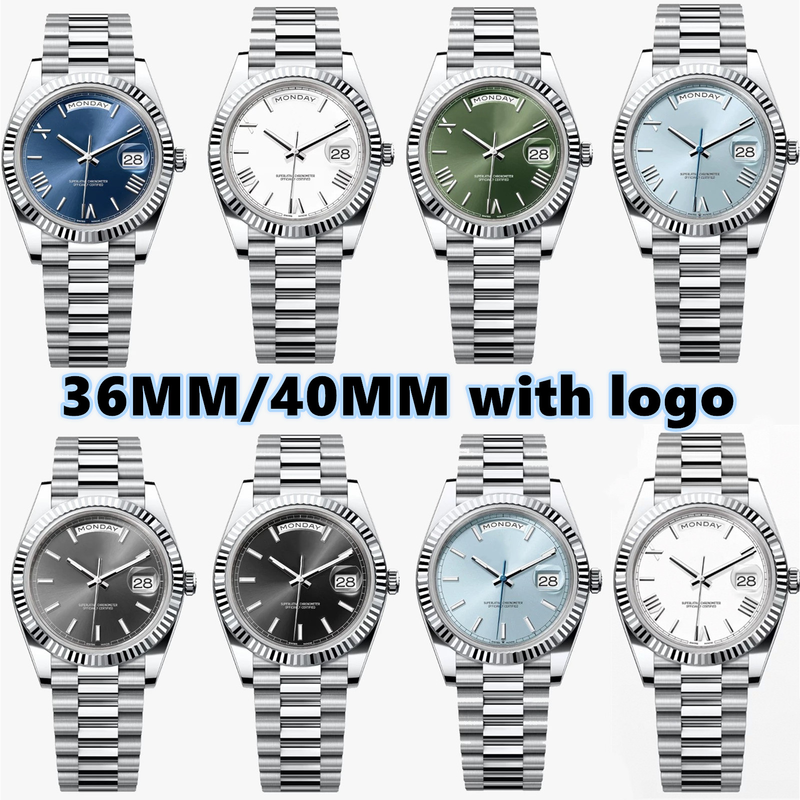 JASON00 High Quality Rolxx 7228236 Day-Date Platinum 40MM Automatic Mechanical Watches Men Sapphire Mirror Stainless Steel Strap Luxury Mens Watch With Box Montre