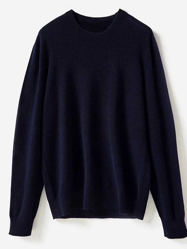 Men 100 Merino Wool Sweater Basic Oneck Wool Pullover Autumn Winter Long Sleeve Soft Jumper Smart Casual Knitwear Popular TopsZ250918