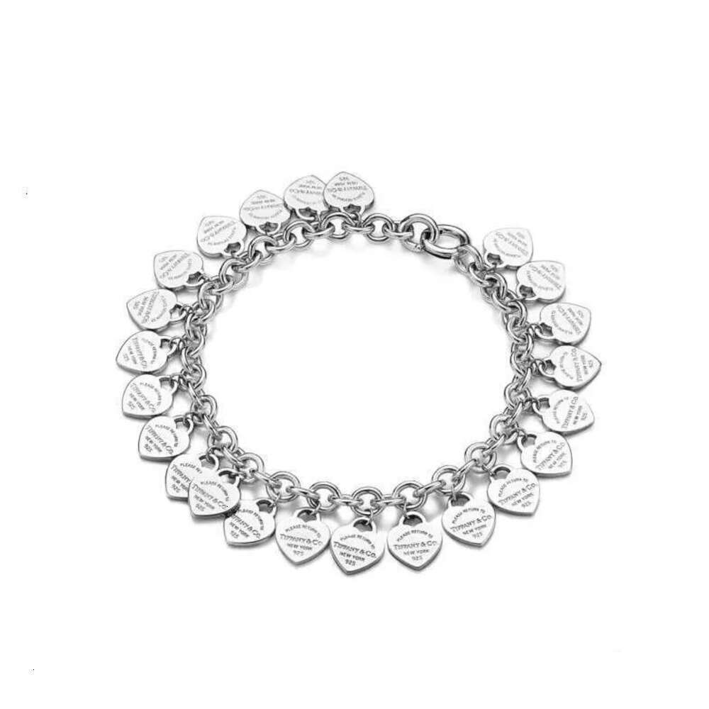 Sterling Sier Multi-heart Tag Heart Charm Bracelet Jewelry Gift For Women 1