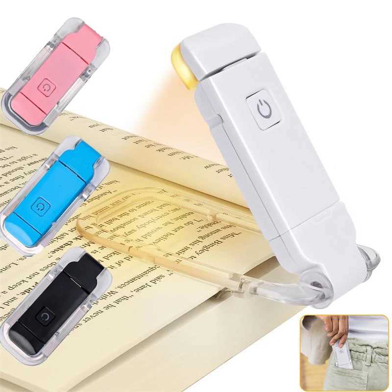 Mini Light Reading Clip Light LED Small Night Light USB Charging Adjustable Brightness Eye Protection Portable Smart Book Lamp C2509181
