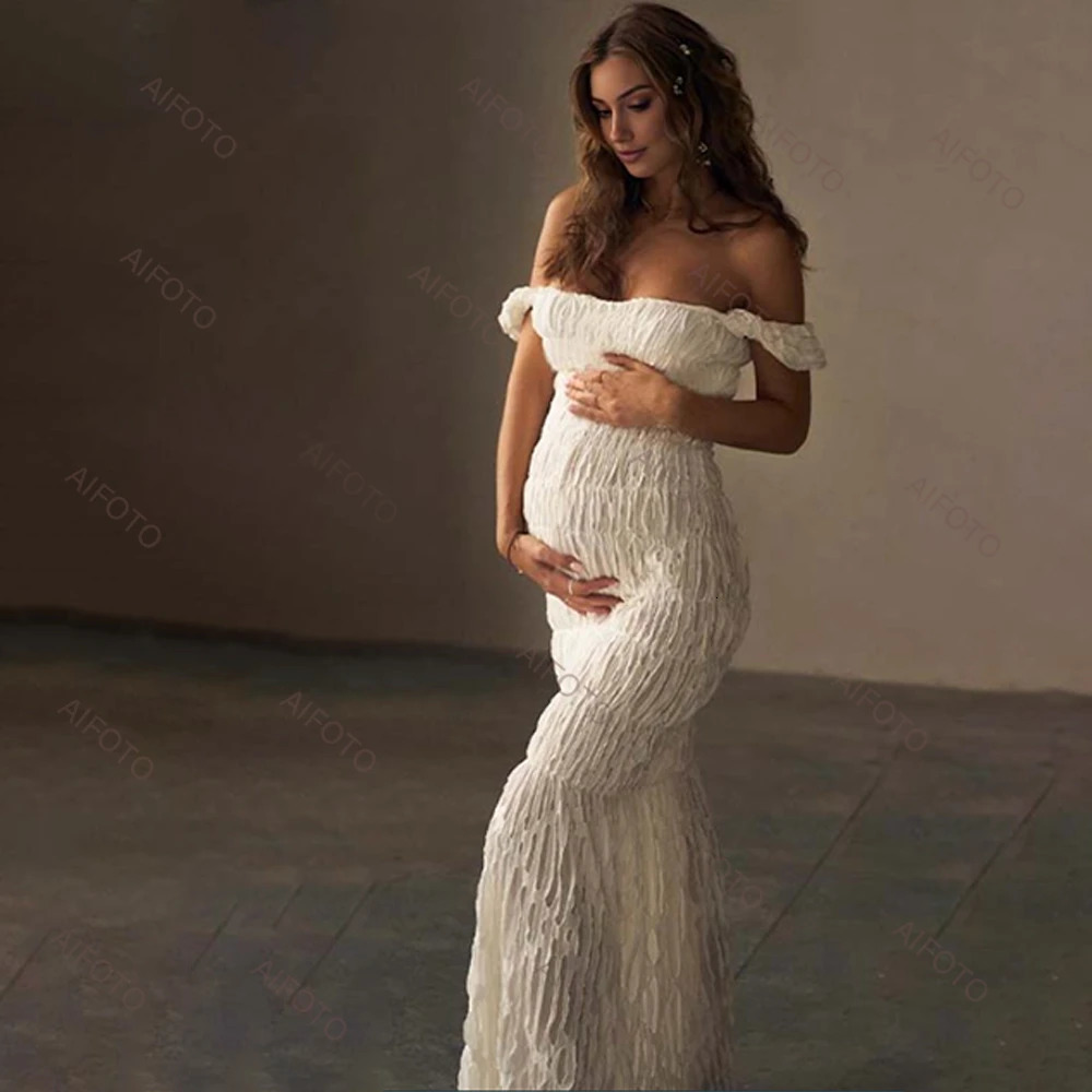 Maternity Dress Pography Studio Pregnancy Gown Elegant Pleated Maxi Skirt Flattering Pregnant Womens Po Session Dresses 250917