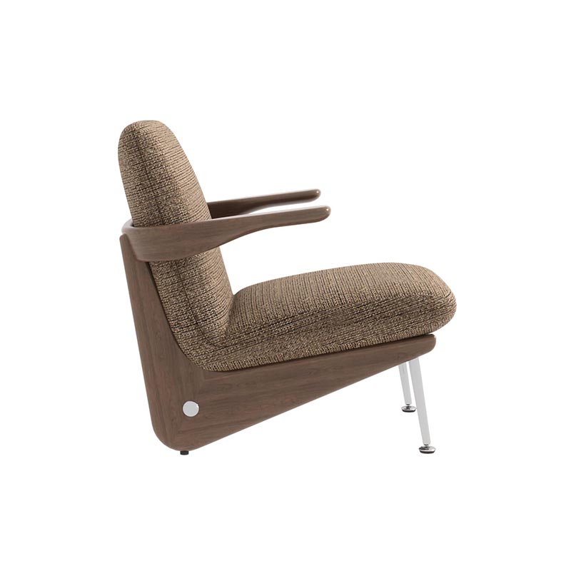 Living Room Furniture Mid - Century Modern Beige Fabric Swinging Ribbon Lounge Chair with Wooden Arms