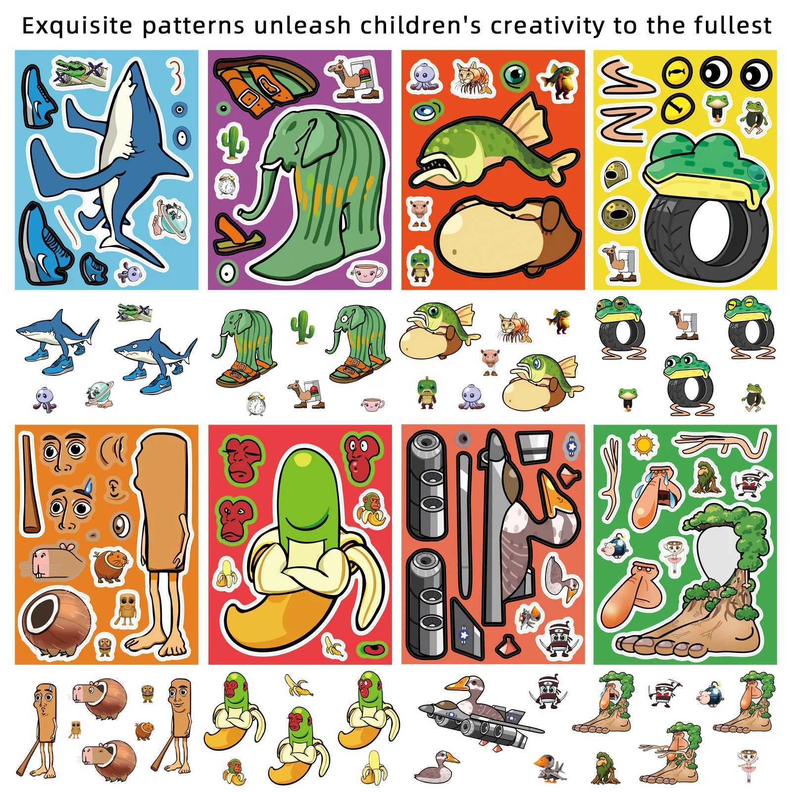 8 Sheetspack Puzzle Stickers Childrens Fun DIY Decals for Notebook Phone Laptop Water Bottle Waterproof Stationery Stickers C250918