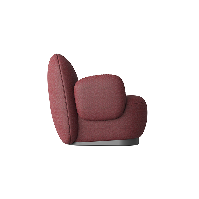 Living Room Furniture Modern Maroon - Colored Rain Flower - Inspired Upholstered Lounge Chair with Rounded Armrests