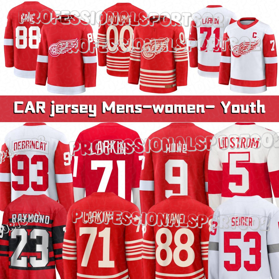 #93 DeBrincat Alex DeBrincat #23 Raymond Lucas Raymond Detroit Red Wingss #53 Seider Moritz Seider #9 Howe C Gordie Howe #19 Yzerman C Steve Yzerman Hockey Jerseys