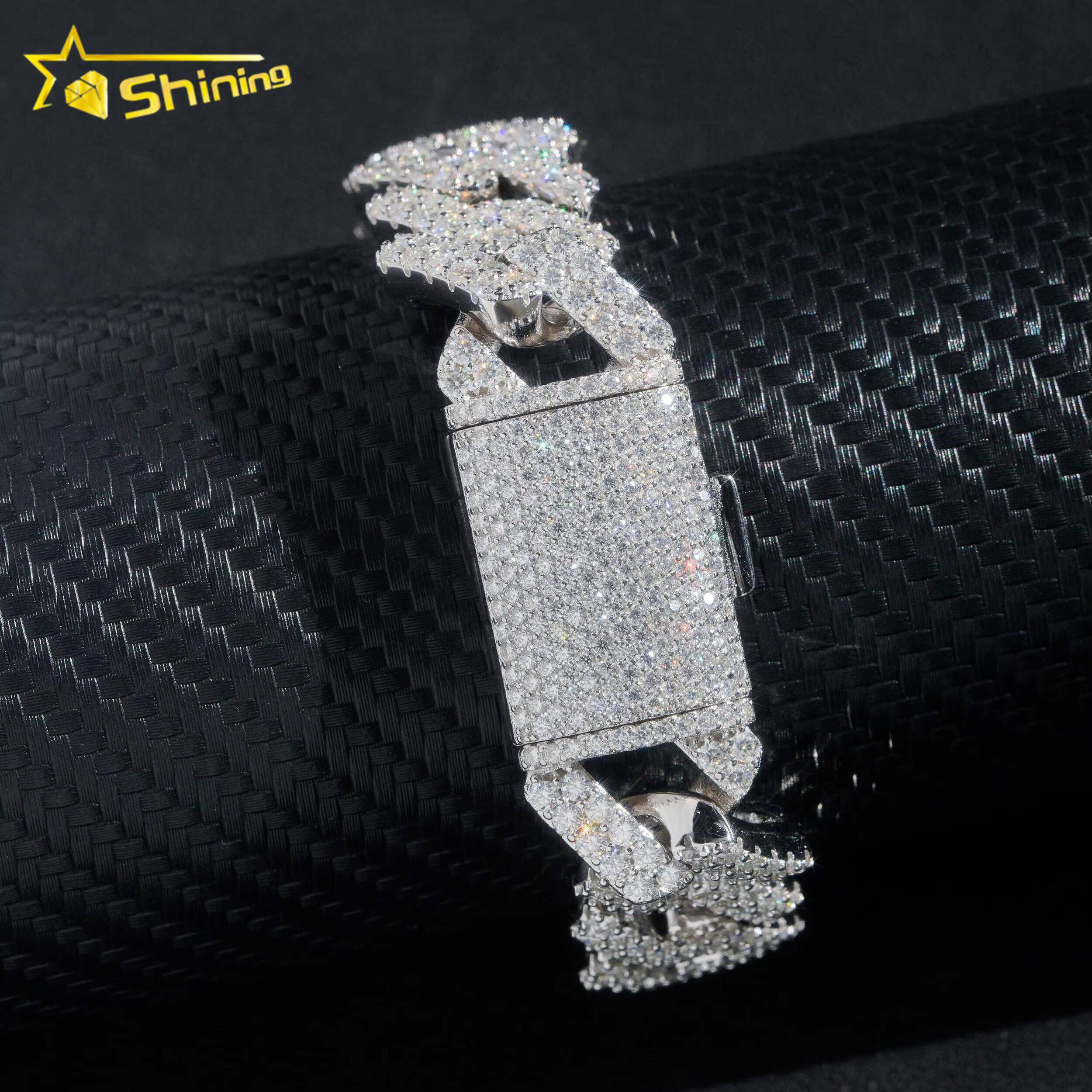 Mens Bracelet Moissanite 925 Sterling Silver Wholesale Price Iced Out Vvs Moissanite Diamond Jewelry Hip Hop Cuban Link Chain