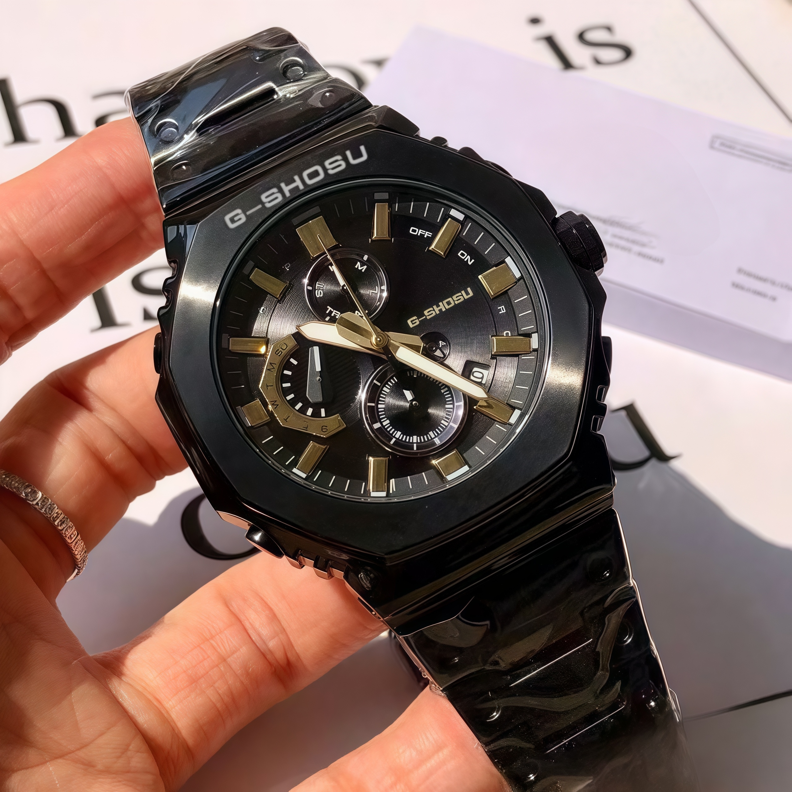 Iced Out Watch Full Function Unisex Sports Digital Electronic Watch Waterproof Large Dial LED Dual Display Oak Series G57