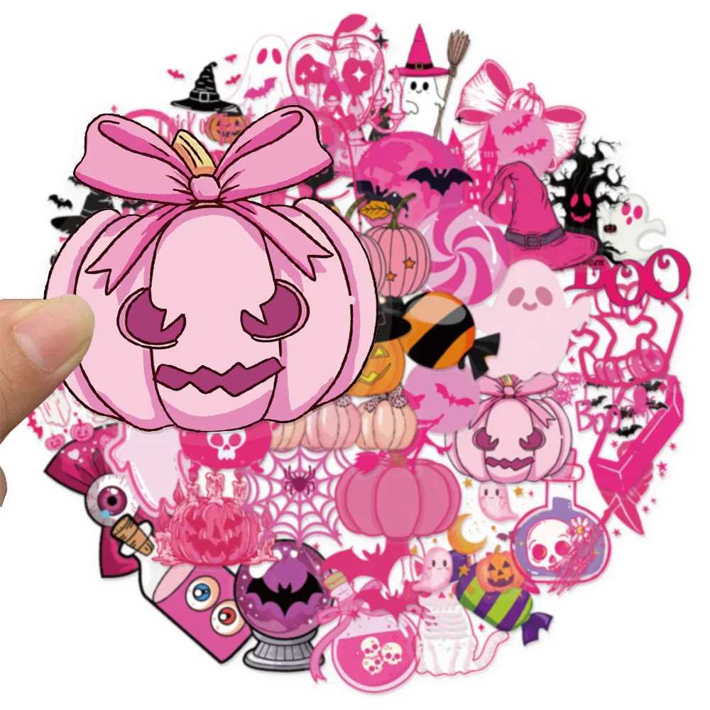 50PCS Pink Cartoon Halloween Graffiti Stickers DIY Luggage Notebook Water Cup PET Waterproof Stickers C250918