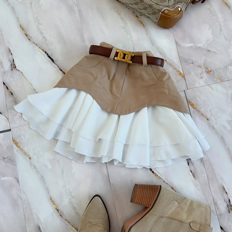 Women's Fashion 2025 New Ruffle Layered Cake Petite Short High Waist Midi Skirt