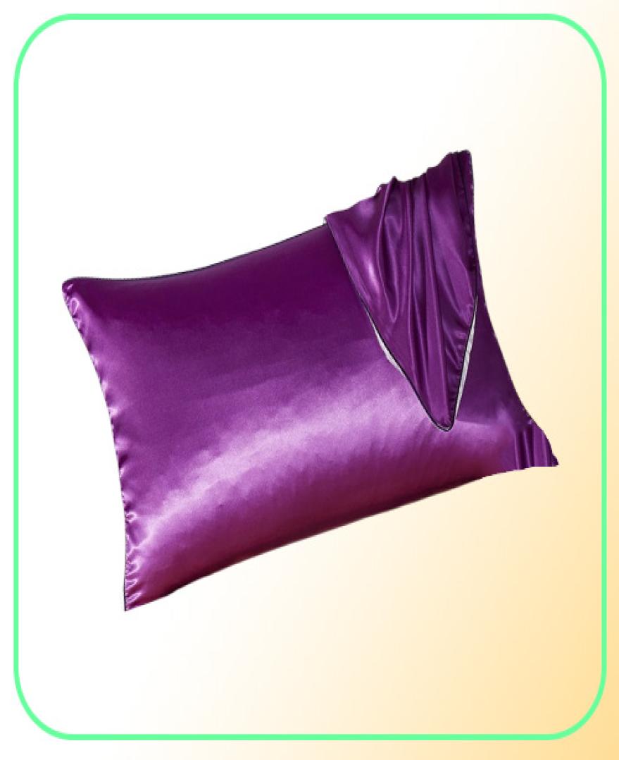 pure color Silk Pillowcases Mulberry Pillow Case without Zipper for Hair and Skin Hypoallergenic Bedding Supplies 48x74cm2073317