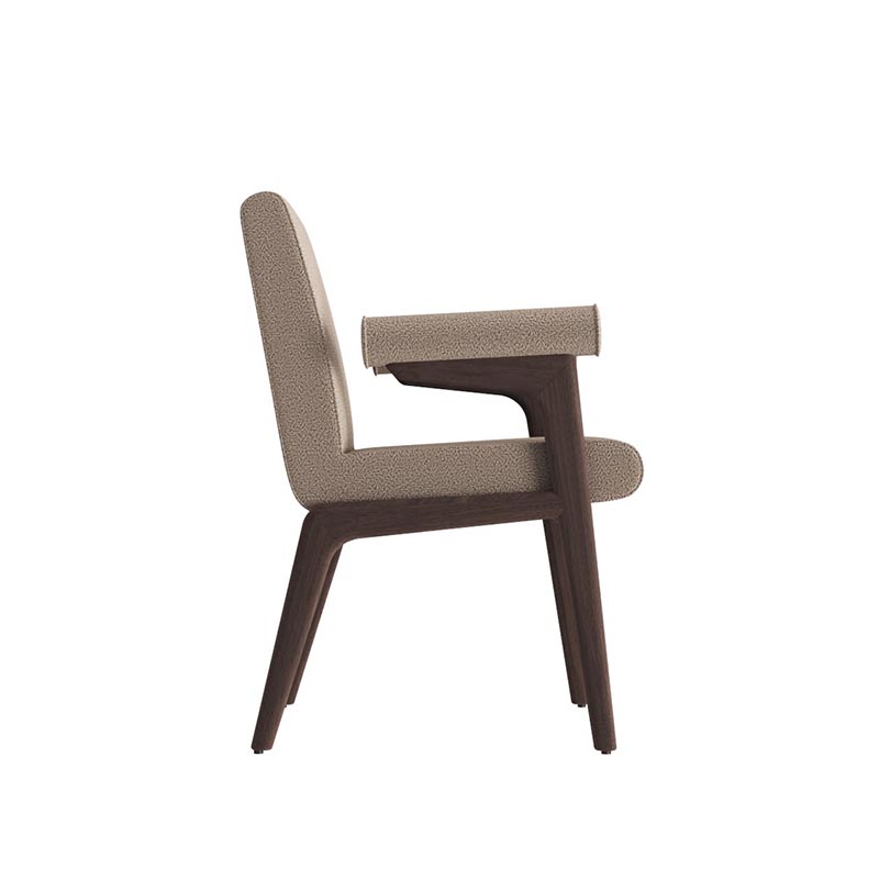 Living Room Furniture Modern Antelope - inspired Beige Fabric Dining Chair with Wooden Frame