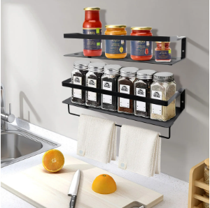 2-Pack Stainless Steel Shower Shelves, Wall Mounted Bathroom Storage Organizer - Rustproof Floating Shelves for Shower Caddy, Kitchen, Bathroom with Strong Adhesive