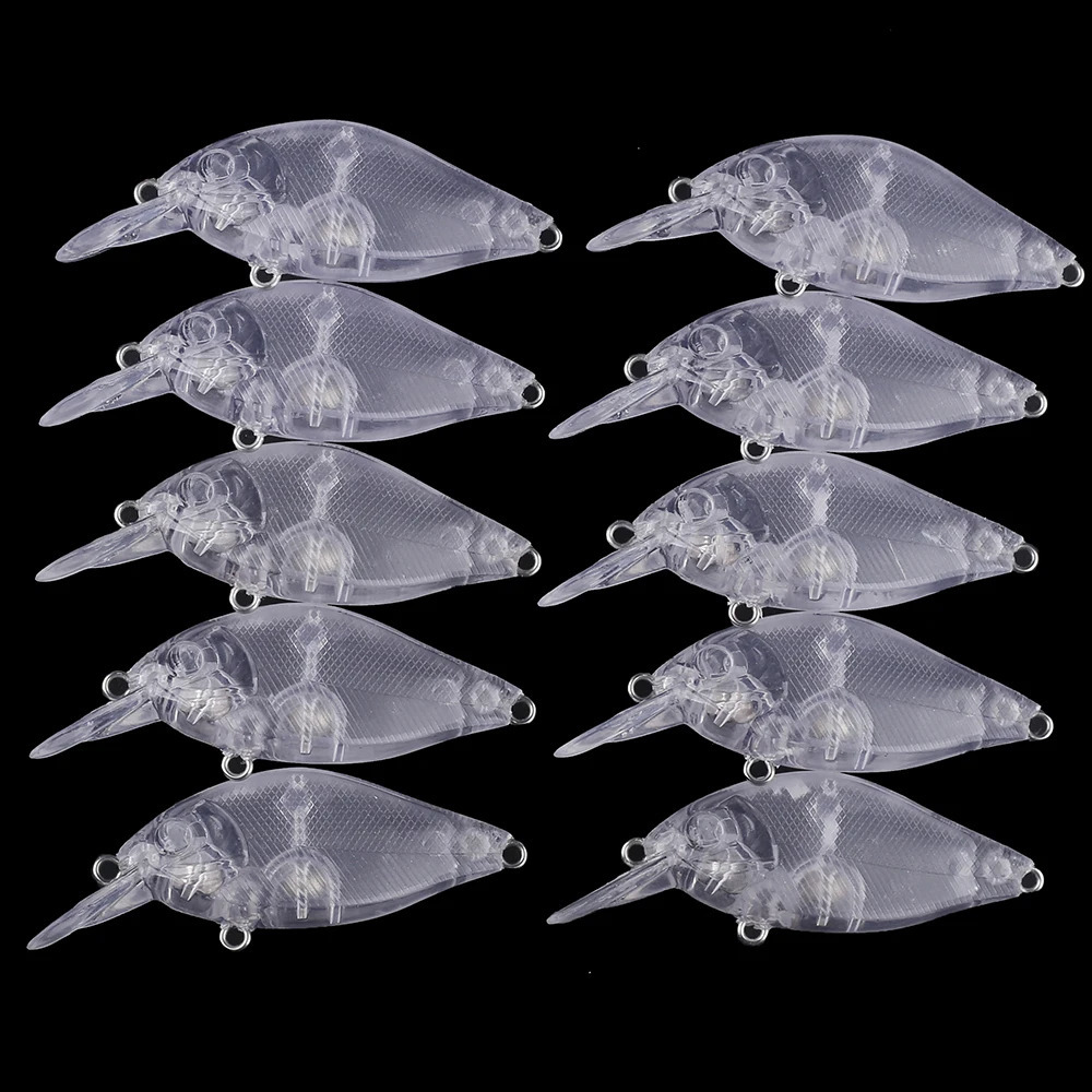 ChansHuang 20PCS Unpainted Blanks Bait 65mm 72g Floating Diving Lip Rattles Crankbait DIY Transparent Handmade Fishing Lure 250917