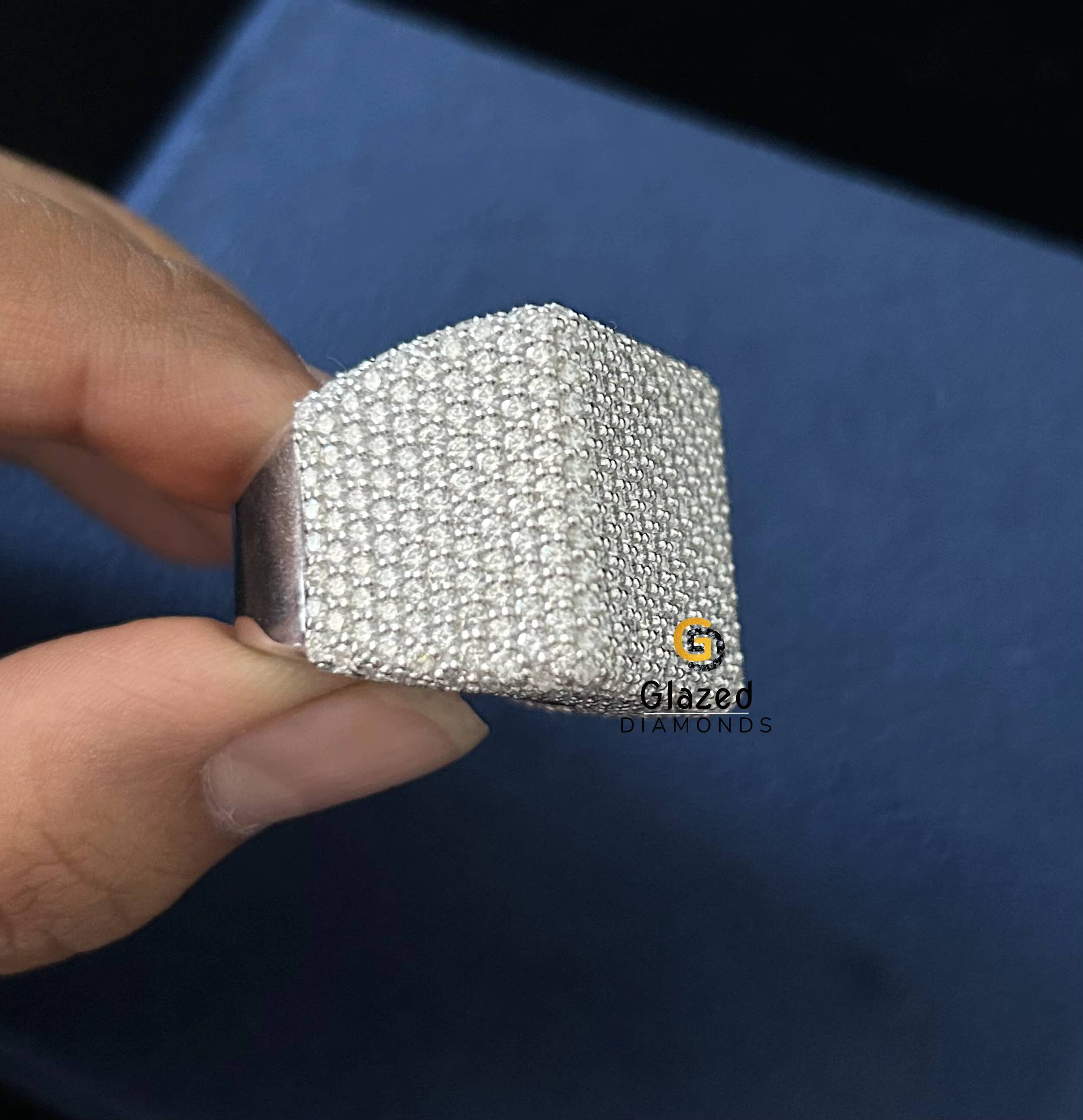 Hip Hop Jewelry Ring Brilliant Round Cut Moissanite Mens Iced Out Ring 925 Sterling Silver Luxurious Style Rappers Pinky Ring