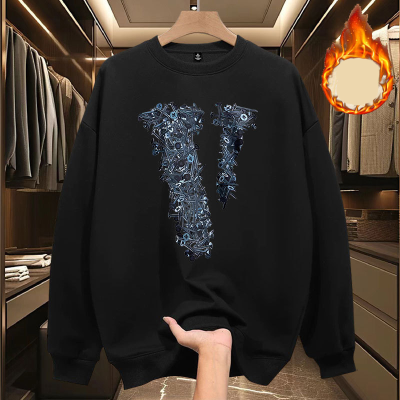 Free Shipping Designer Sweatshirts Light luxury fashion high-end printed hoodie cool casual mens trendy round neck versatile autumn winter velvet top