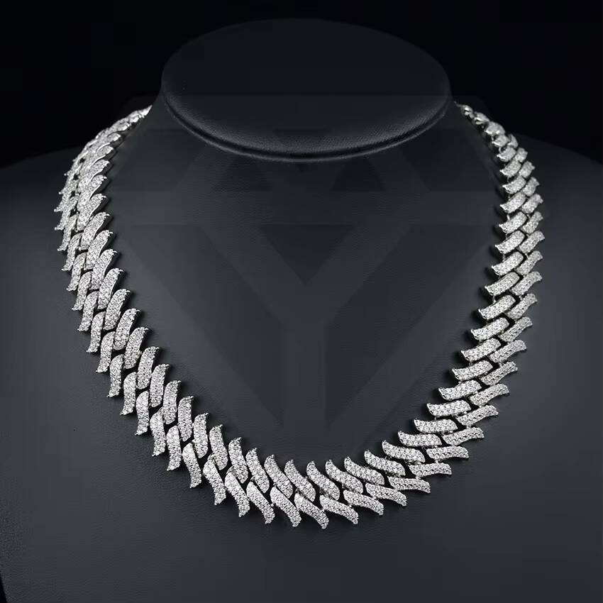 Mens 20MM Bling Iced Hip Hop Jewelry Moissanite Thorns Cuban Link Chain Bracelet Necklace for Gift
