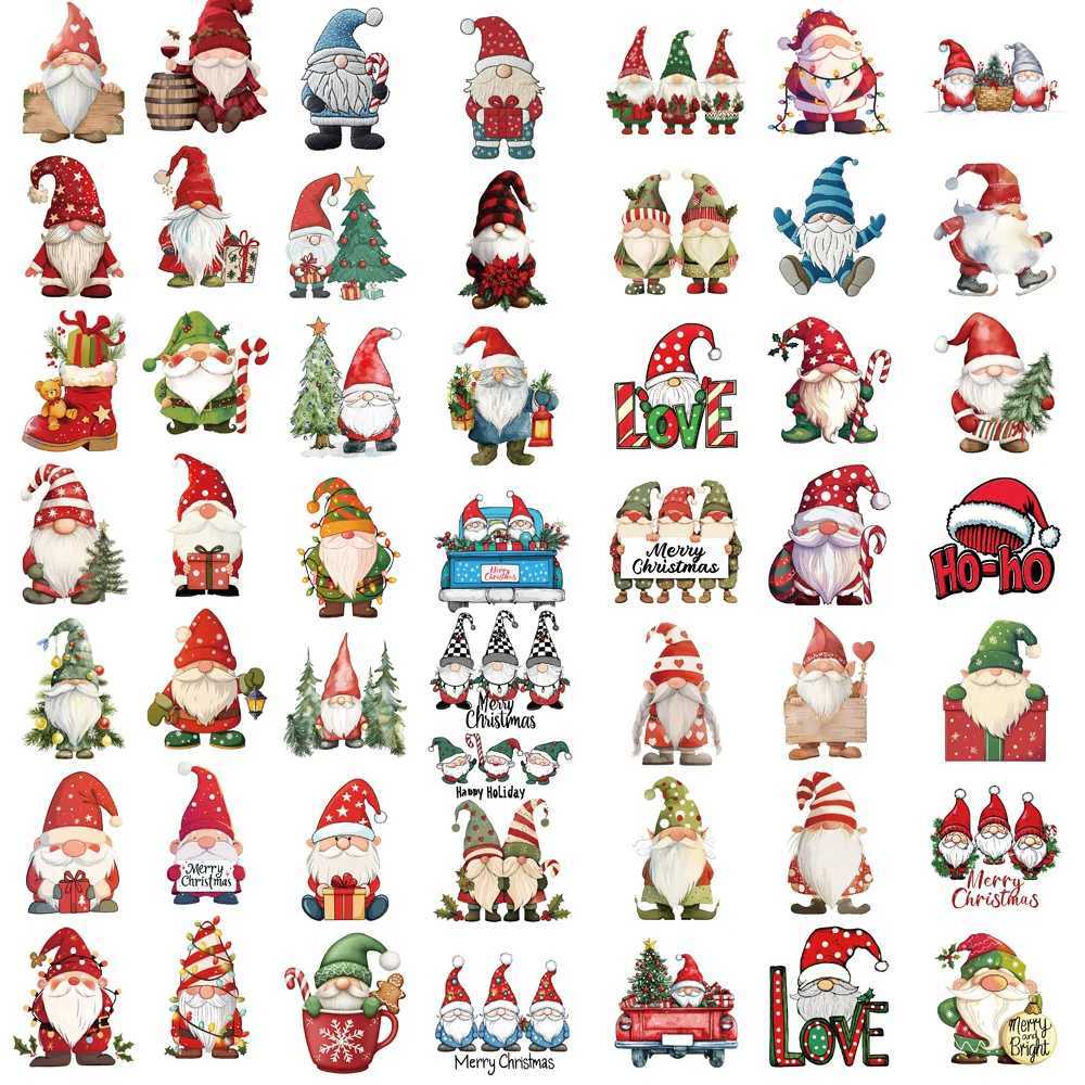 50PCS Happy Christmas Gnome Stickers PVC Decorative for Home 2024 Wall Sticker Gift Year Christmas 2025 Aesthetic Phone Sticker C250918