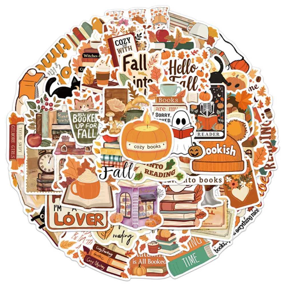 50PCS Creative Bookish Fall Stickers Decorative Phone Cases Notebook Bottles Personalized Waterproof Stickers C250918