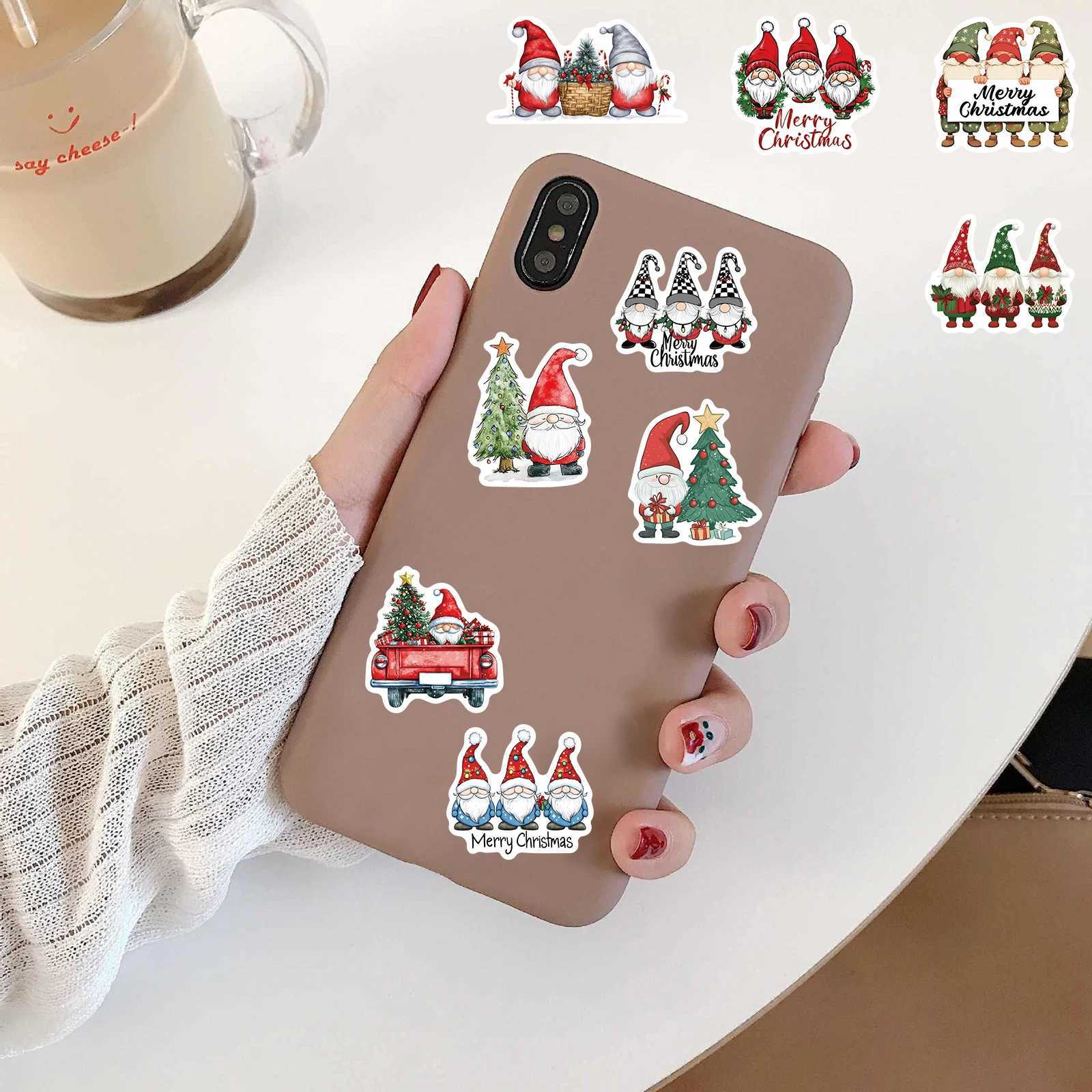 50PCS Happy Christmas Gnome Stickers PVC Decorative for Home 2024 Wall Sticker Gift Year Christmas 2025 Aesthetic Phone Sticker C250918