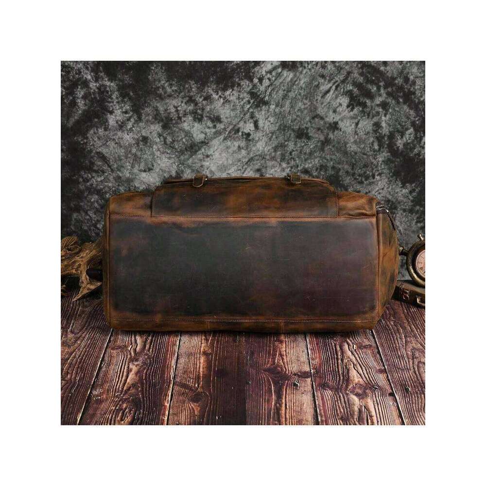Resistant Canvas+ Leather Travel Lage Tote Duffle Gym Suitcase Weekender Overnight Bag Men Male FB8151 A - Brown