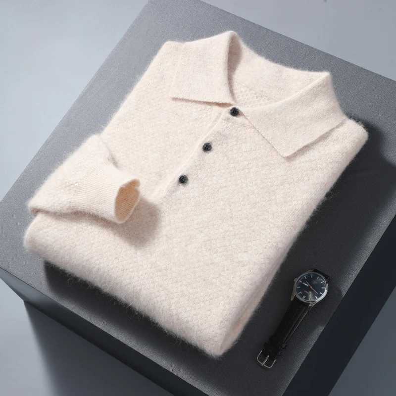 Mens 100 Mink Cashmere Large Size Sweaters Autumn Winter Solid POLOneck Casual Knit Pullovers Men Long Sleeve Warm Jumper toZ250918