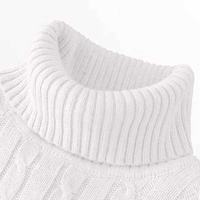 Autumn Winter Mens Sweater Warmth Turtleneck Jacquard Slim Fit Sweaters Solid Color Basic Style Fahion Knitted PulloversZ250918