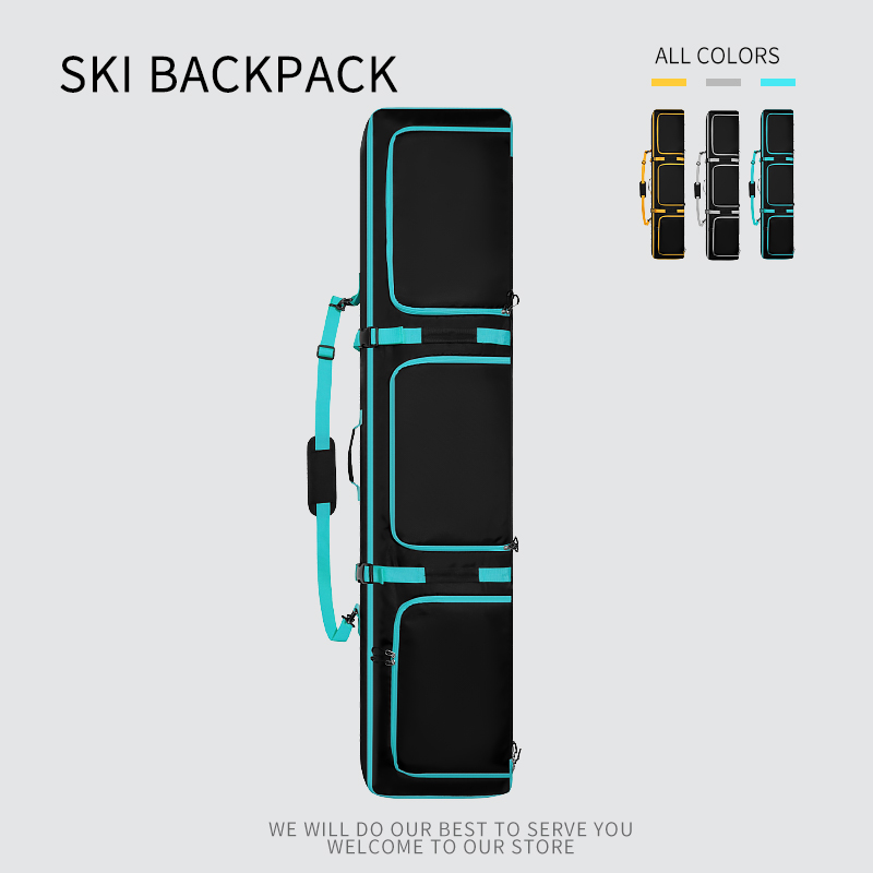 Ski Bag Dual Board Bag with Wheels Large Capacity Ski Backpack Dual Board Carry Bag Dry/Wet Separation Sampling link