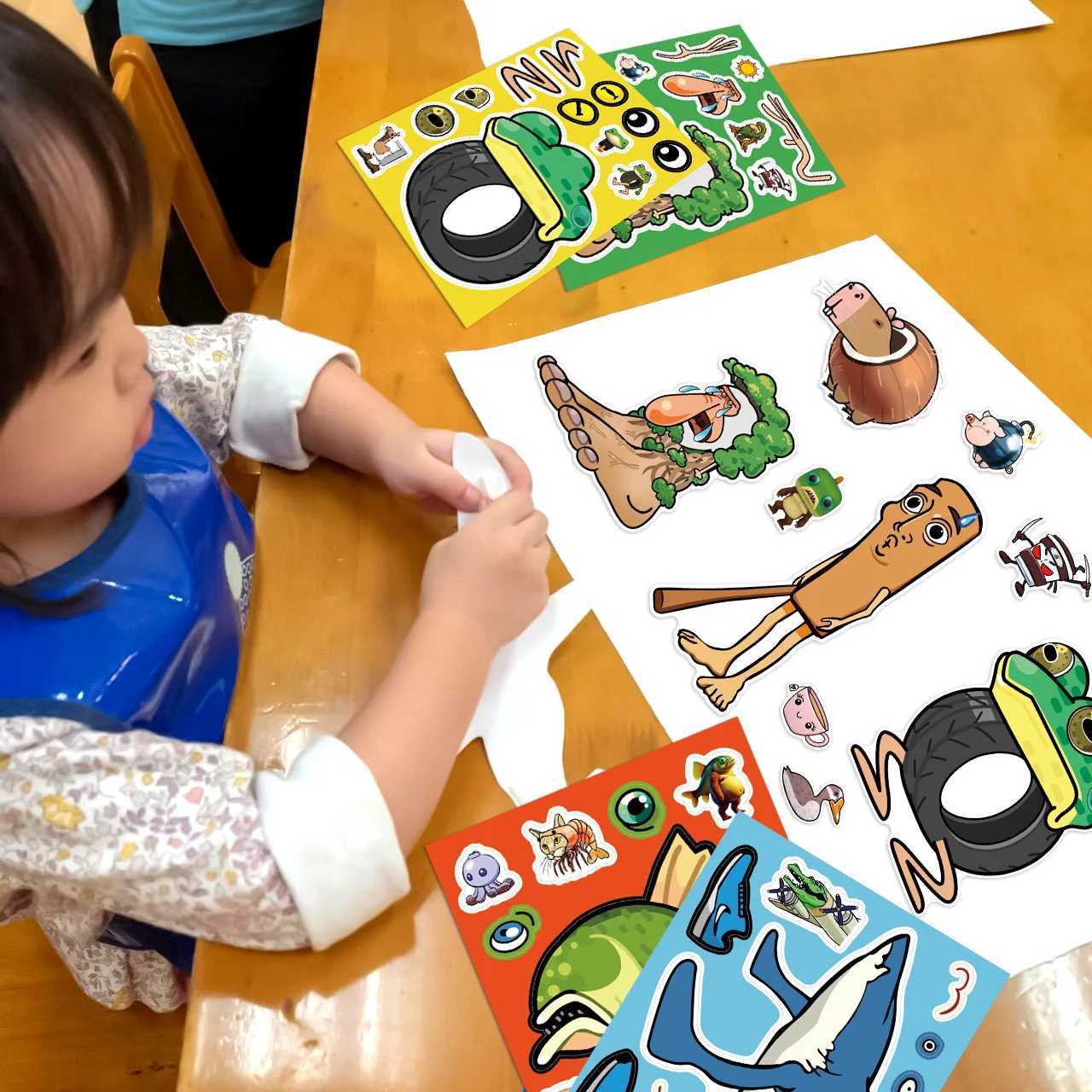 8 Sheetspack Puzzle Stickers Childrens Fun DIY Decals for Notebook Phone Laptop Water Bottle Waterproof Stationery Stickers C250918