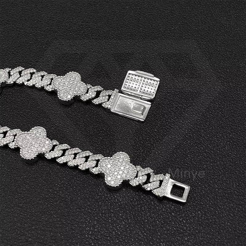 In Stock Hip Hop Jewelry Cuban Link Bracelet 925 Sterling Silver Moissanite Cuban Link Bracelet With GRA Certificate