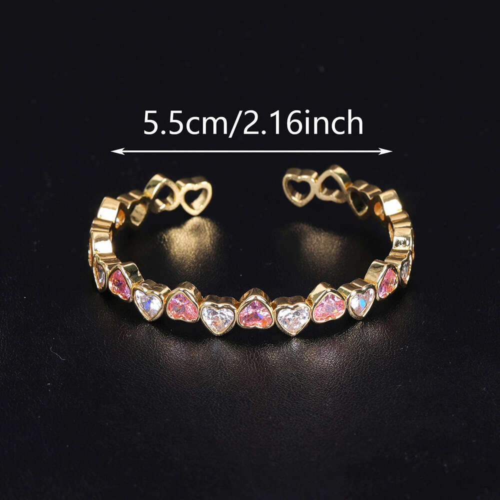 Full Dia Inlaid Zircon Heart-shaped Love Bracelet Women's Shiny Fashion Light High-grade Copper Plated Hand Jewelry ddmypluto