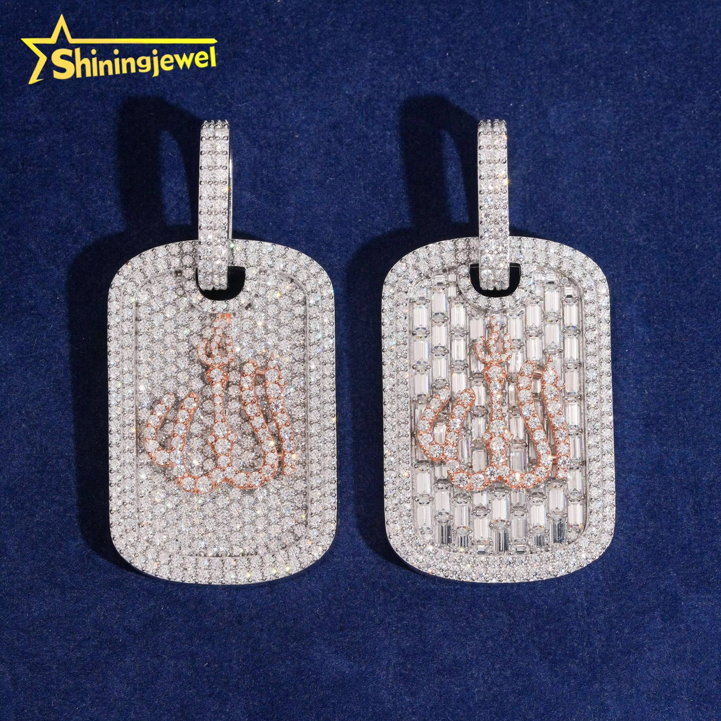 Hip Hop Jewelry 925 Silver Moissanite Hip Hop Pendant Dog Tag Pendant Unisex Charm Iced Out Pendant Pass Diamond Tester