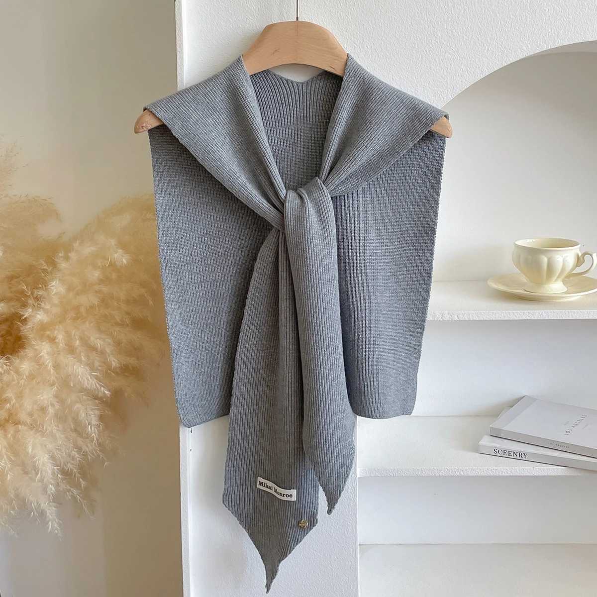 Korean Striped Knitted Warm Shl Winter Fem Blouse Shoders Fake Collar Ce Knotted Scarf Stripe Outerwear Y250918