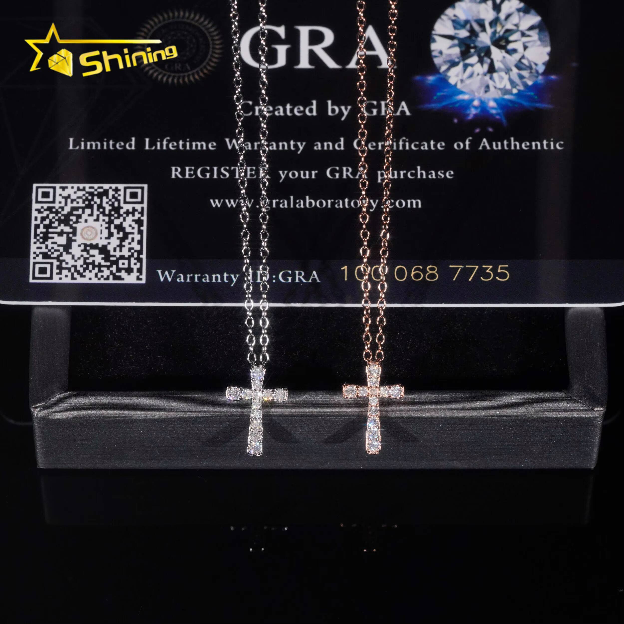 Fine Jewelry Diamond Pendant Necklace 925 Solid Silver Pass Diamond Tester Moissanite Cross Pendant
