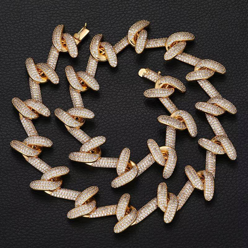 ICE Jewelry Hook Design Hip Hop Iced Out Cuban Link Necklace High Quality Moissanite Cuban Link Chain for Men