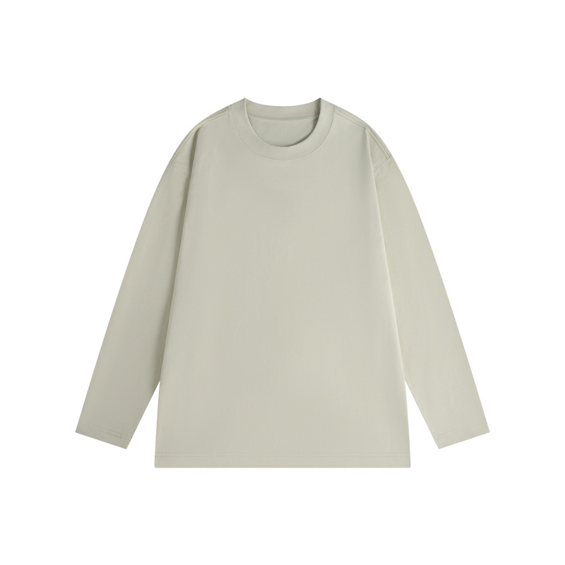 Men's Japanese-Style 230g Long-Sleeve T-Shirt - AW 2024 New, Loose, Slim-Fit, Solid Crewneck Inner Wear-16M